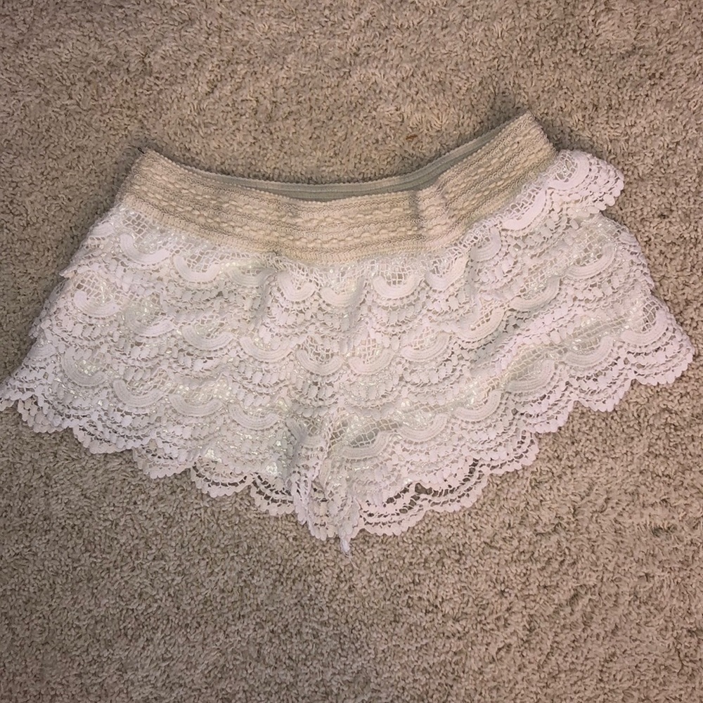 I Love S&S Crochet Flap Layered Shorts